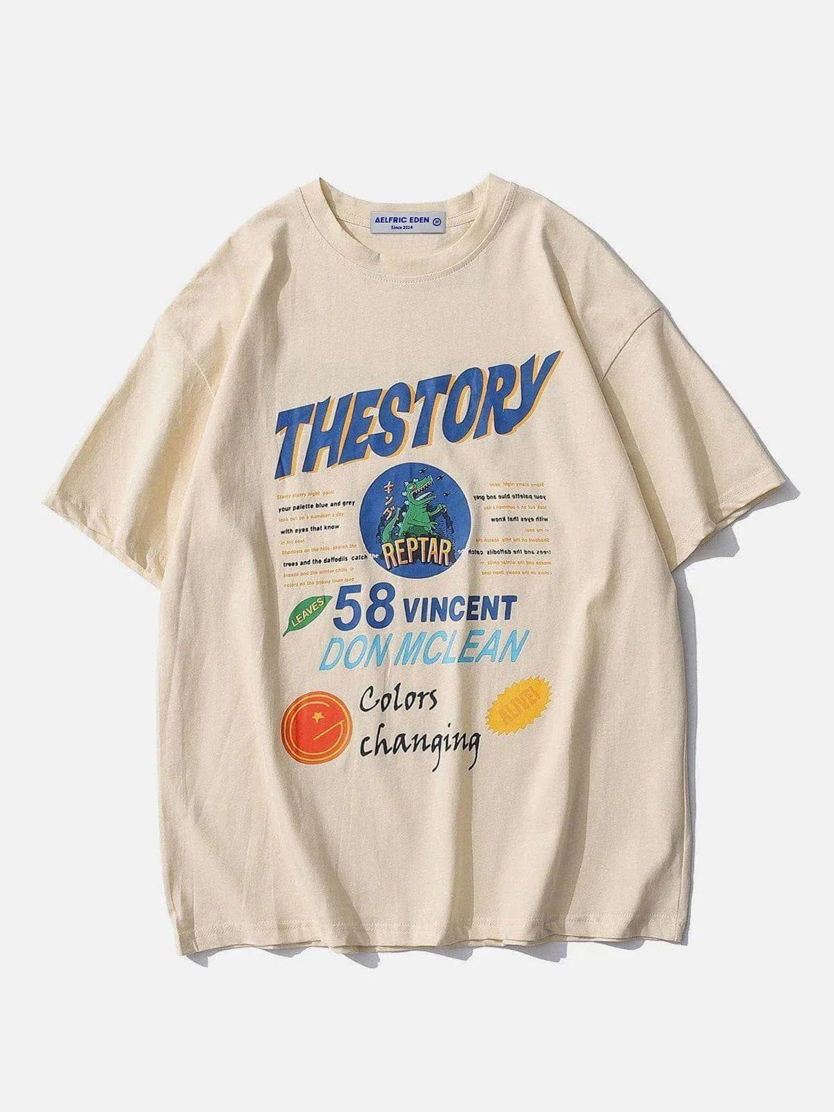 Aelfric Eden Vintage Letter Pattern Printing Oversized Tee sold by Aelfric Eden product image thumbnail 2