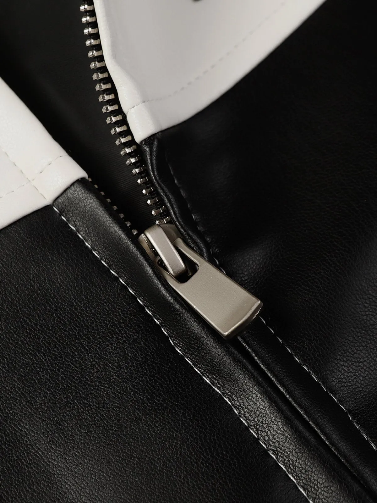 Aelfric Eden Color Blocking Patchwork Faux Leather Jacket sold by Aelfric Eden product image thumbnail 5