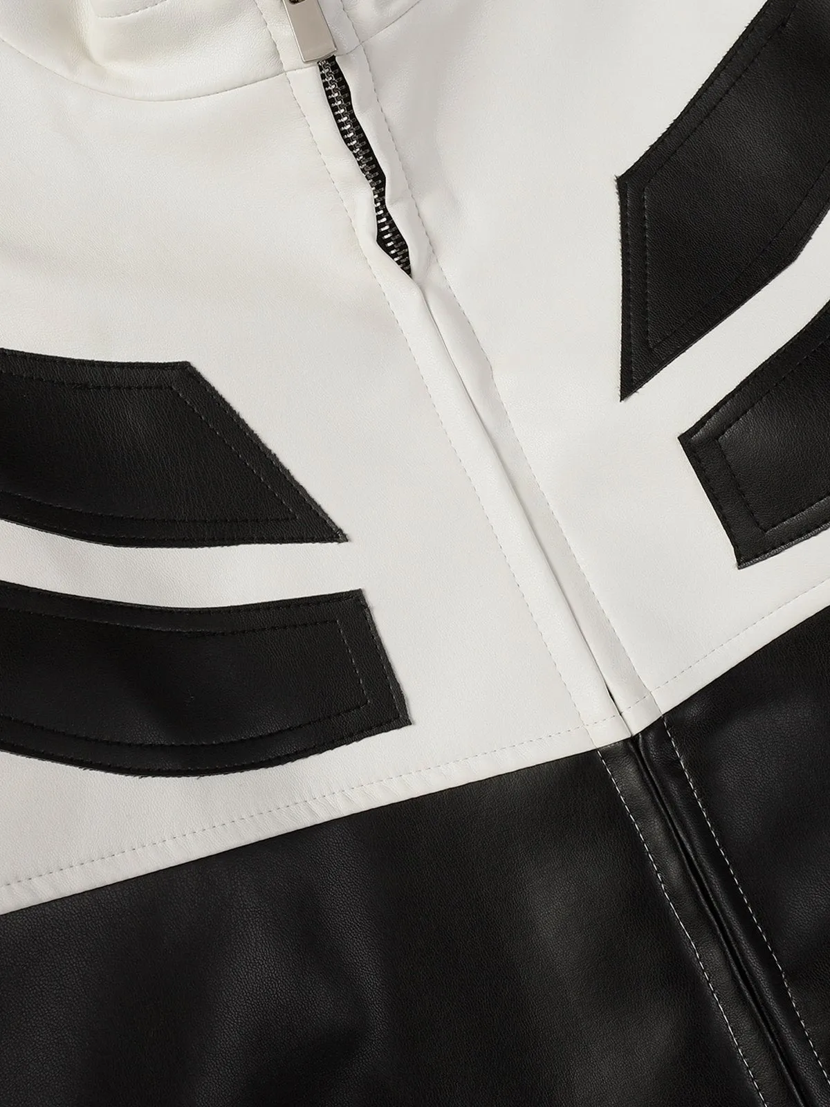 Aelfric Eden Color Blocking Patchwork Faux Leather Jacket sold by Aelfric Eden product image thumbnail 4