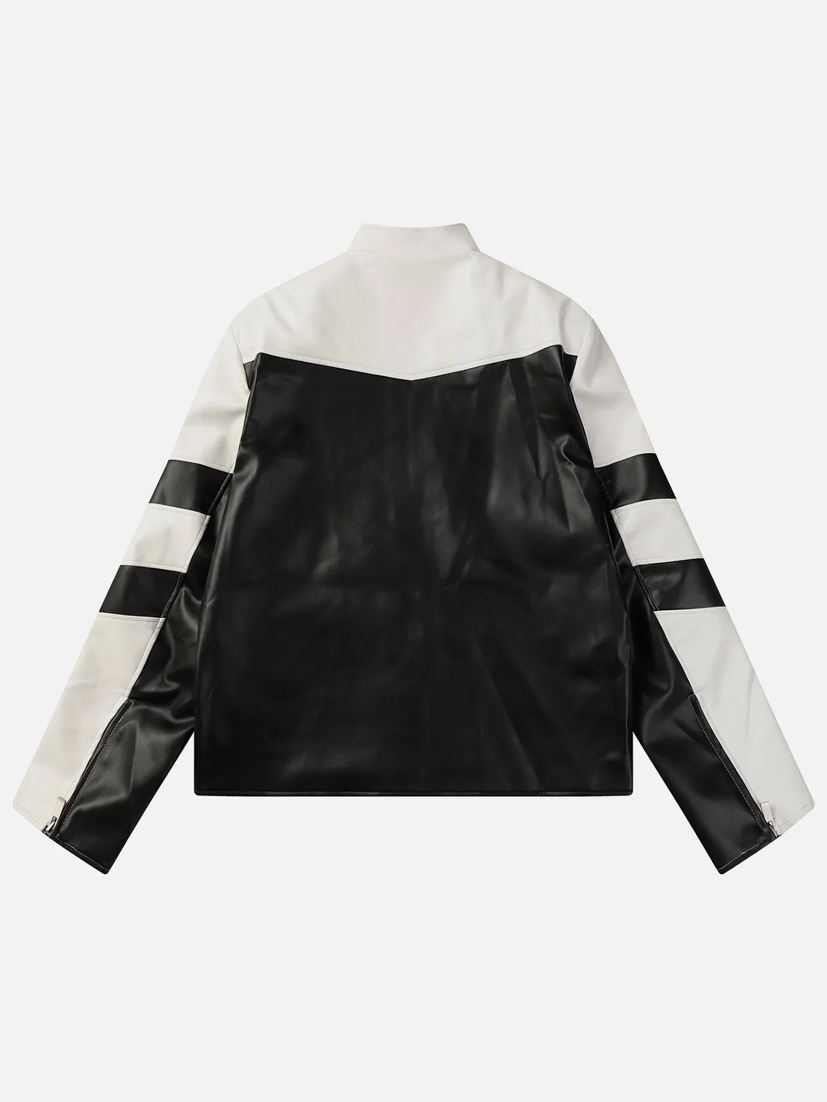Aelfric Eden Color Blocking Patchwork Faux Leather Jacket sold by Aelfric Eden product image thumbnail 3