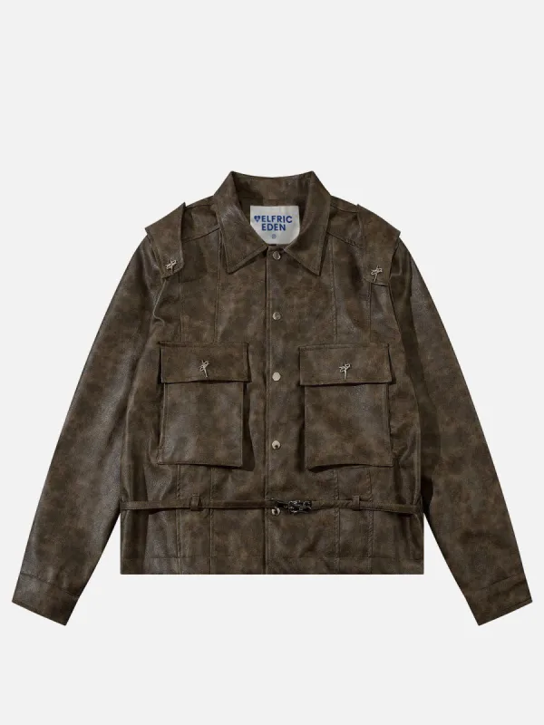 Aelfric Eden Vintage Strap Faux Leather Jacket sold by Aelfric Eden