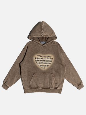 Aelfric Eden Letter Heart Washed Hoodie sold by Aelfric Eden