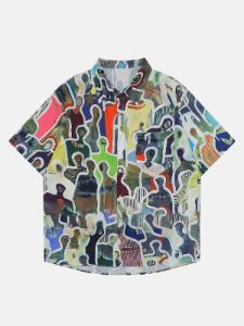 Aelfric Eden Urban Figure Graffiti Print Short Sleeve Shirt sold by Aelfric Eden