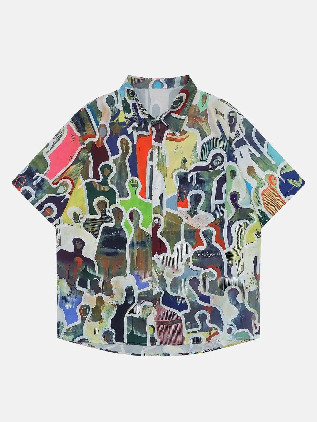 Aelfric Eden Urban Figure Graffiti Print Short Sleeve Shirt sold by Aelfric Eden