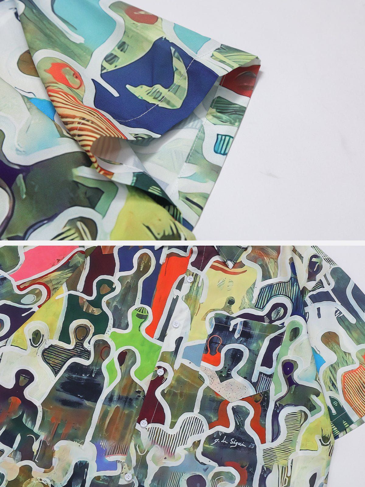 Aelfric Eden Urban Figure Graffiti Print Short Sleeve Shirt sold by Aelfric Eden product image thumbnail 3