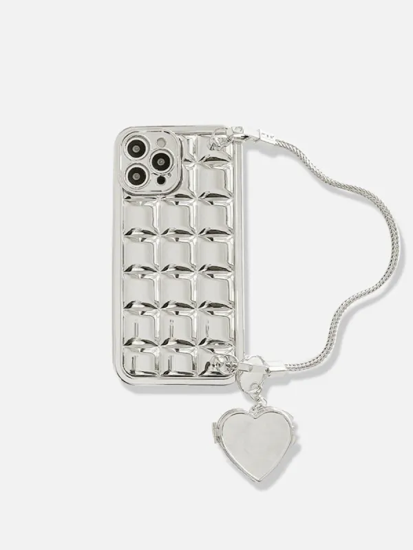Electroplate Block Heart Chain Mobile Phone Case sold by Aelfric Eden
