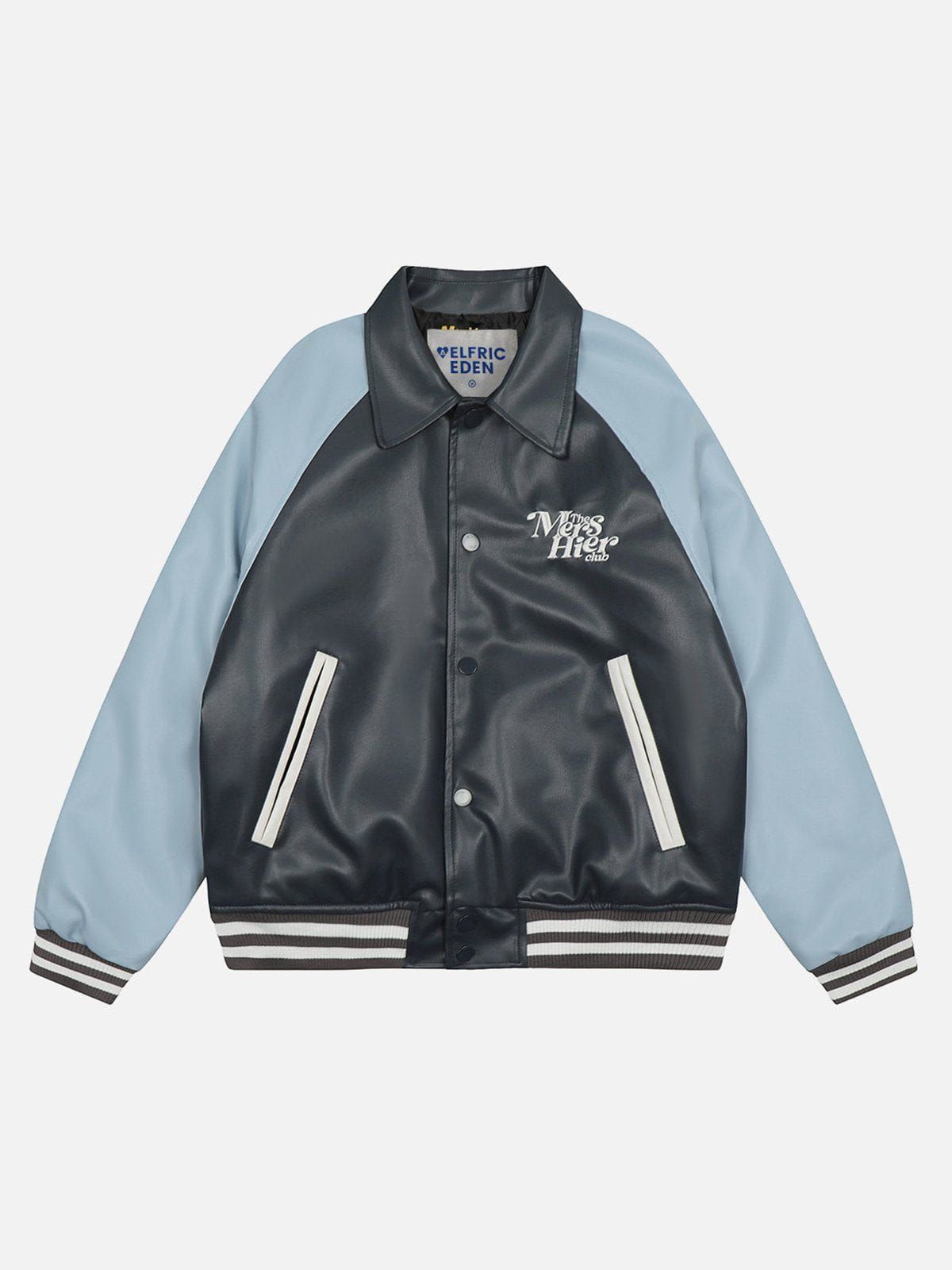 Aelfric Eden Color Blocking Leather Varsity Jacket sold by Aelfric Eden