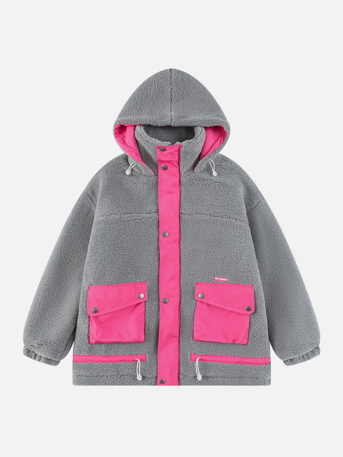 Aelfric Eden Color Blocking Pocket Hooded Sherpa Coat sold by Aelfric Eden product image thumbnail 2