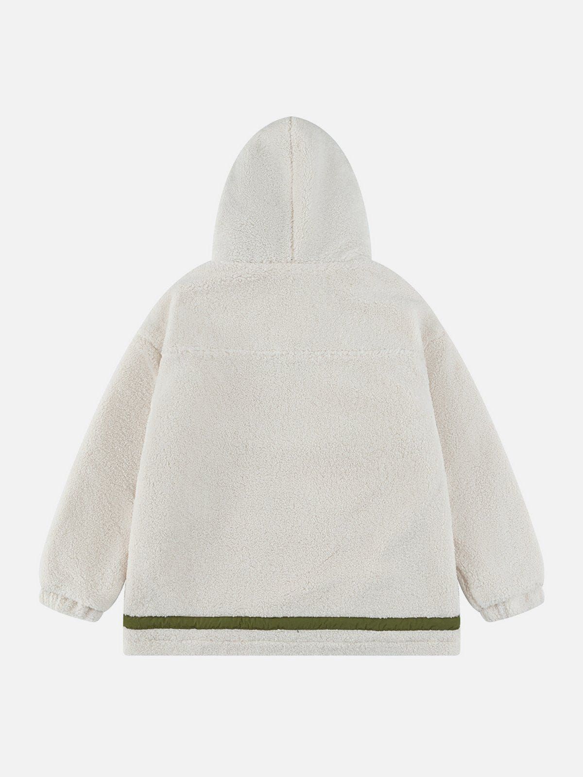 Aelfric Eden Color Blocking Pocket Hooded Sherpa Coat sold by Aelfric Eden product image thumbnail 3