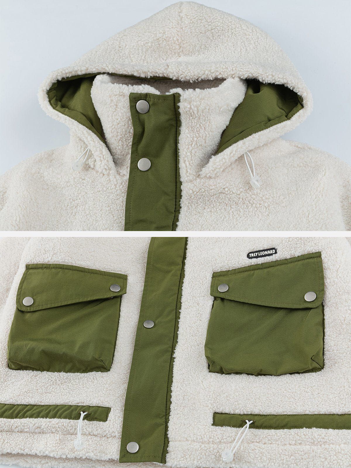 Aelfric Eden Color Blocking Pocket Hooded Sherpa Coat sold by Aelfric Eden product image thumbnail 4