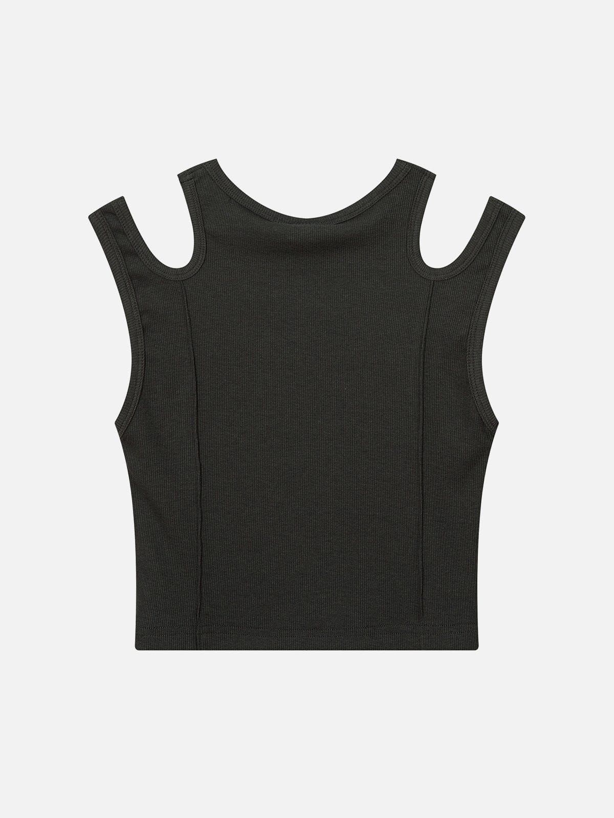 Solid Shoulder Cutout Tank Top sold by Aelfric Eden product image thumbnail 4