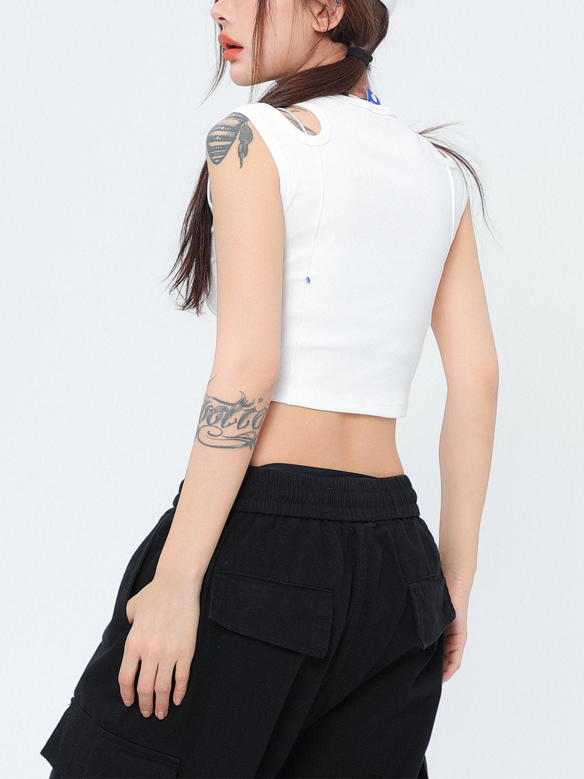 Solid Shoulder Cutout Tank Top sold by Aelfric Eden product image thumbnail 6