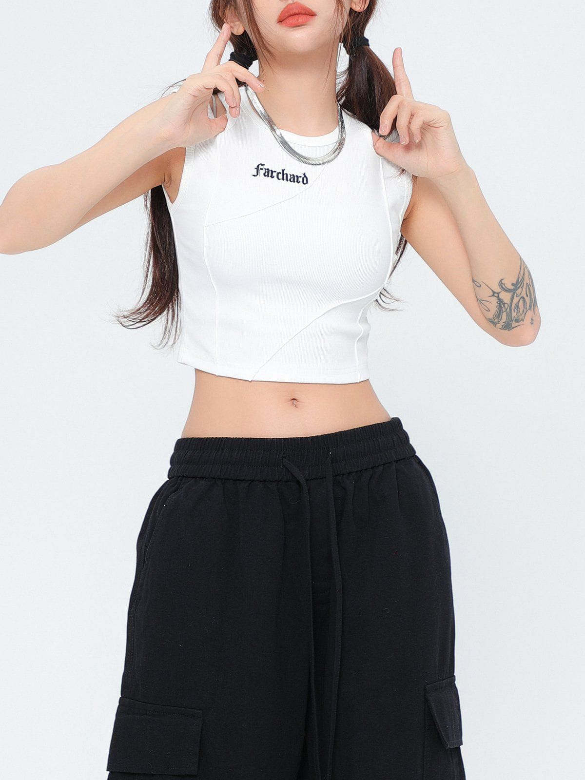 Solid Shoulder Cutout Tank Top sold by Aelfric Eden product image thumbnail 5