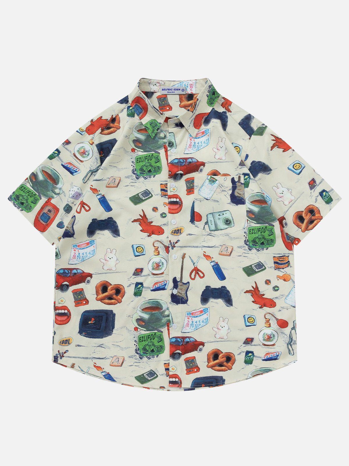 Aelfric Eden All-over Fun Graffiti Print Short Sleeve Shirts sold by Aelfric Eden