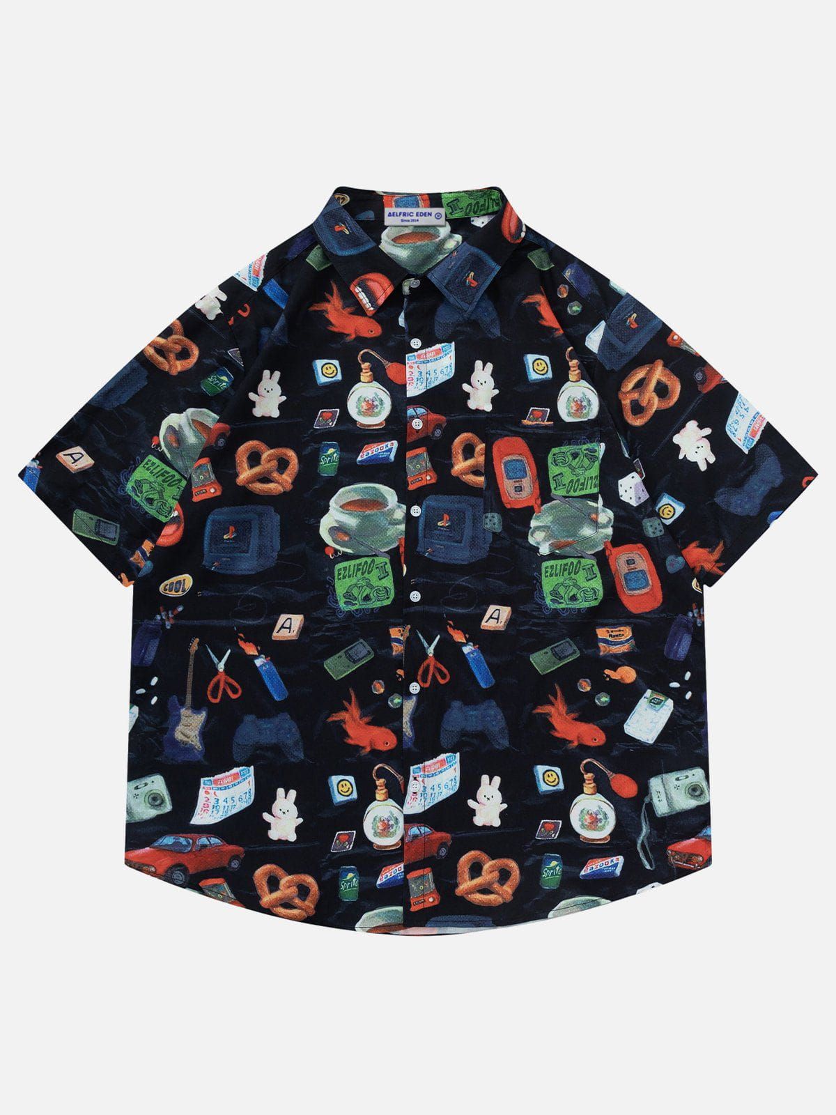 Aelfric Eden All-over Fun Graffiti Print Short Sleeve Shirts sold by Aelfric Eden product image thumbnail 2