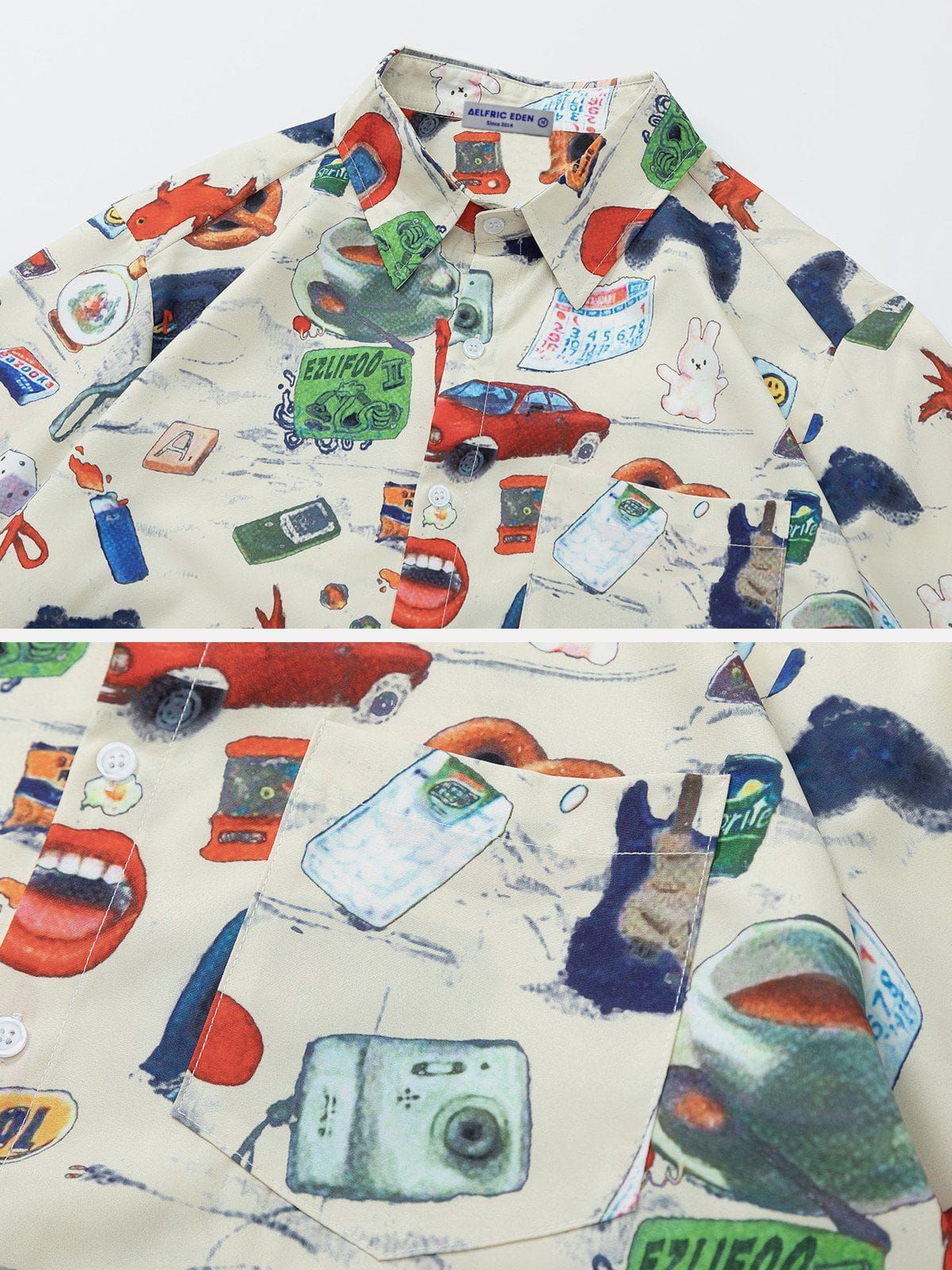 Aelfric Eden All-over Fun Graffiti Print Short Sleeve Shirts sold by Aelfric Eden product image thumbnail 4