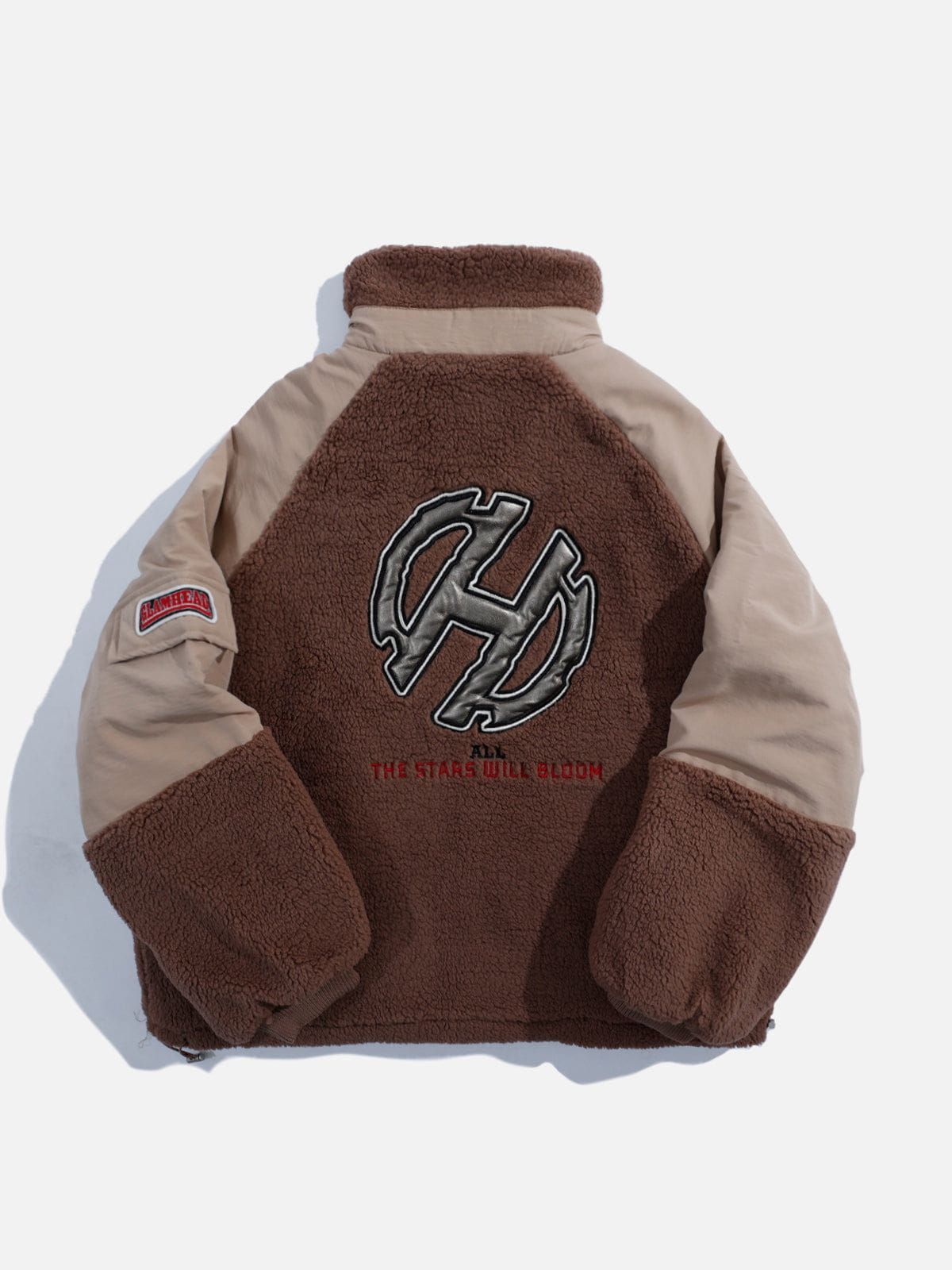 Aelfric Eden Leather Applique Patchwork Sherpa Coat sold by Aelfric Eden product image thumbnail 4