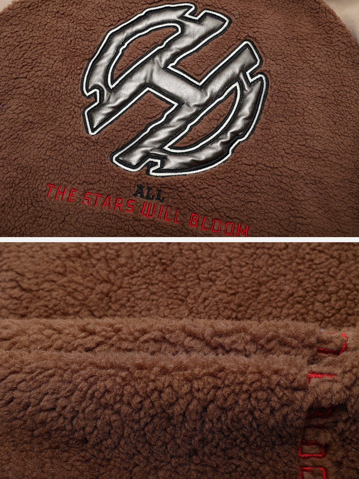 Aelfric Eden Leather Applique Patchwork Sherpa Coat sold by Aelfric Eden product image thumbnail 7