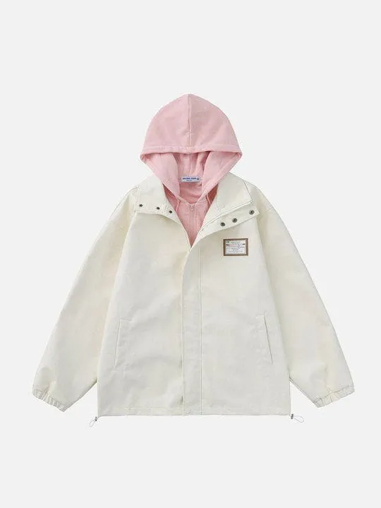 Leather Faux Two Piece Patchwork Hoodie sold by Aelfric Eden product image thumbnail 3