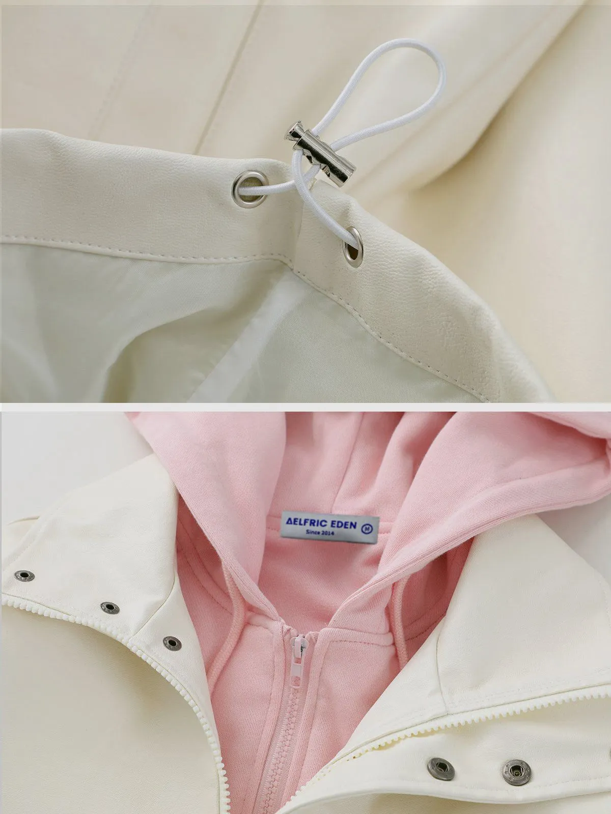 Leather Faux Two Piece Patchwork Hoodie sold by Aelfric Eden product image thumbnail 5