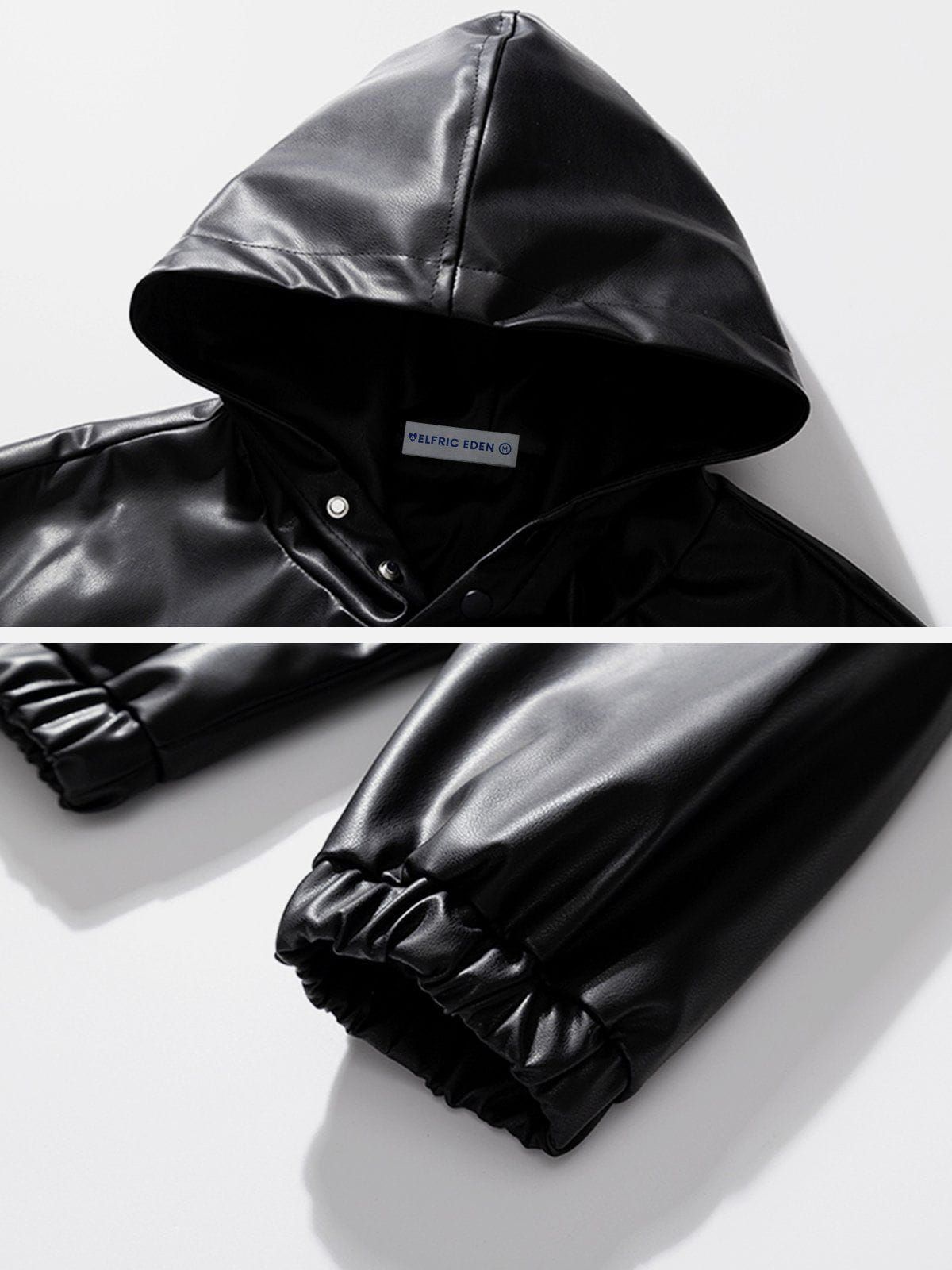 Aelfric Eden Solid Faux Leather Hoodie sold by Aelfric Eden product image thumbnail 5