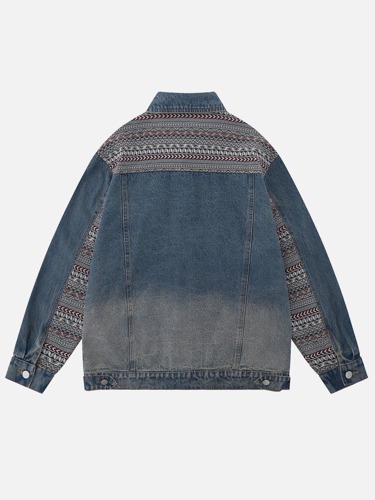 Aelfric Eden Ethnic Style Patchwork Denim Jacket sold by Aelfric Eden product image thumbnail 3