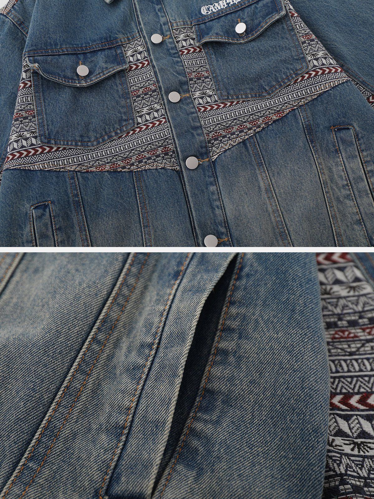 Aelfric Eden Ethnic Style Patchwork Denim Jacket sold by Aelfric Eden product image thumbnail 4