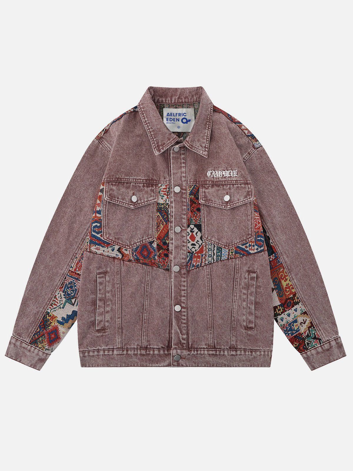 Aelfric Eden Ethnic Style Patchwork Denim Jacket sold by Aelfric Eden product image thumbnail 2