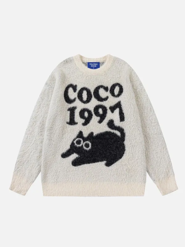 Aelfric Eden Cartoon Cat Jacquard Sweater sold by Aelfric Eden