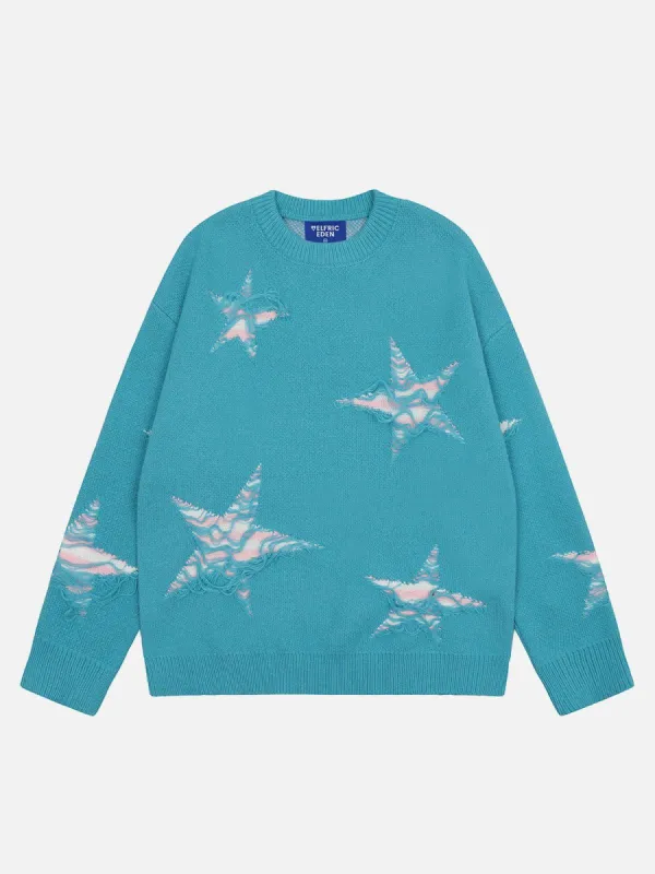 Aelfric Eden Distressed Stripe Star Sweater sold by Aelfric Eden