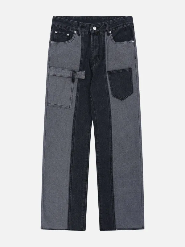 Aelfric Eden Color Blocking Multi Pocket Straight-Leg Jeans sold by Aelfric Eden