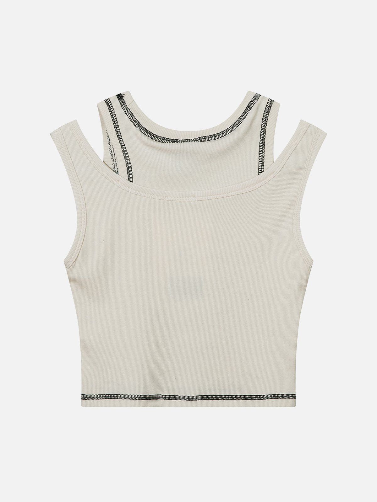 Exposed Seam Design Shoulder Cutout Tank Top sold by Aelfric Eden product image thumbnail 4