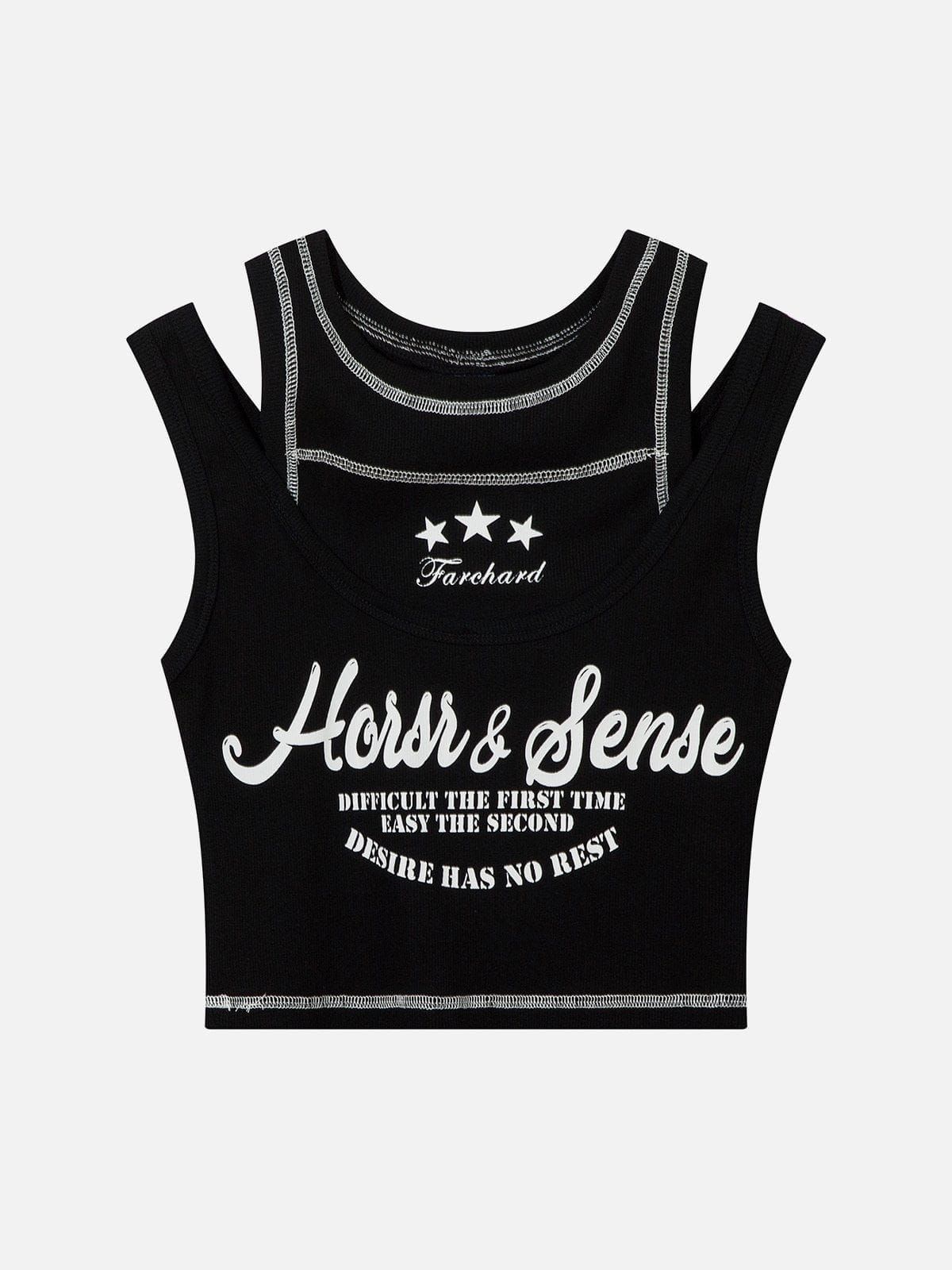 Exposed Seam Design Shoulder Cutout Tank Top sold by Aelfric Eden