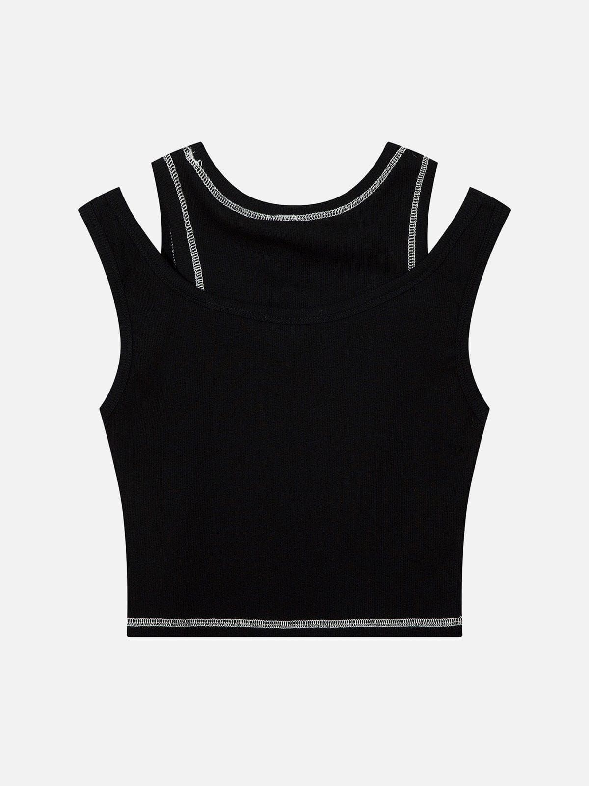 Exposed Seam Design Shoulder Cutout Tank Top sold by Aelfric Eden product image thumbnail 2