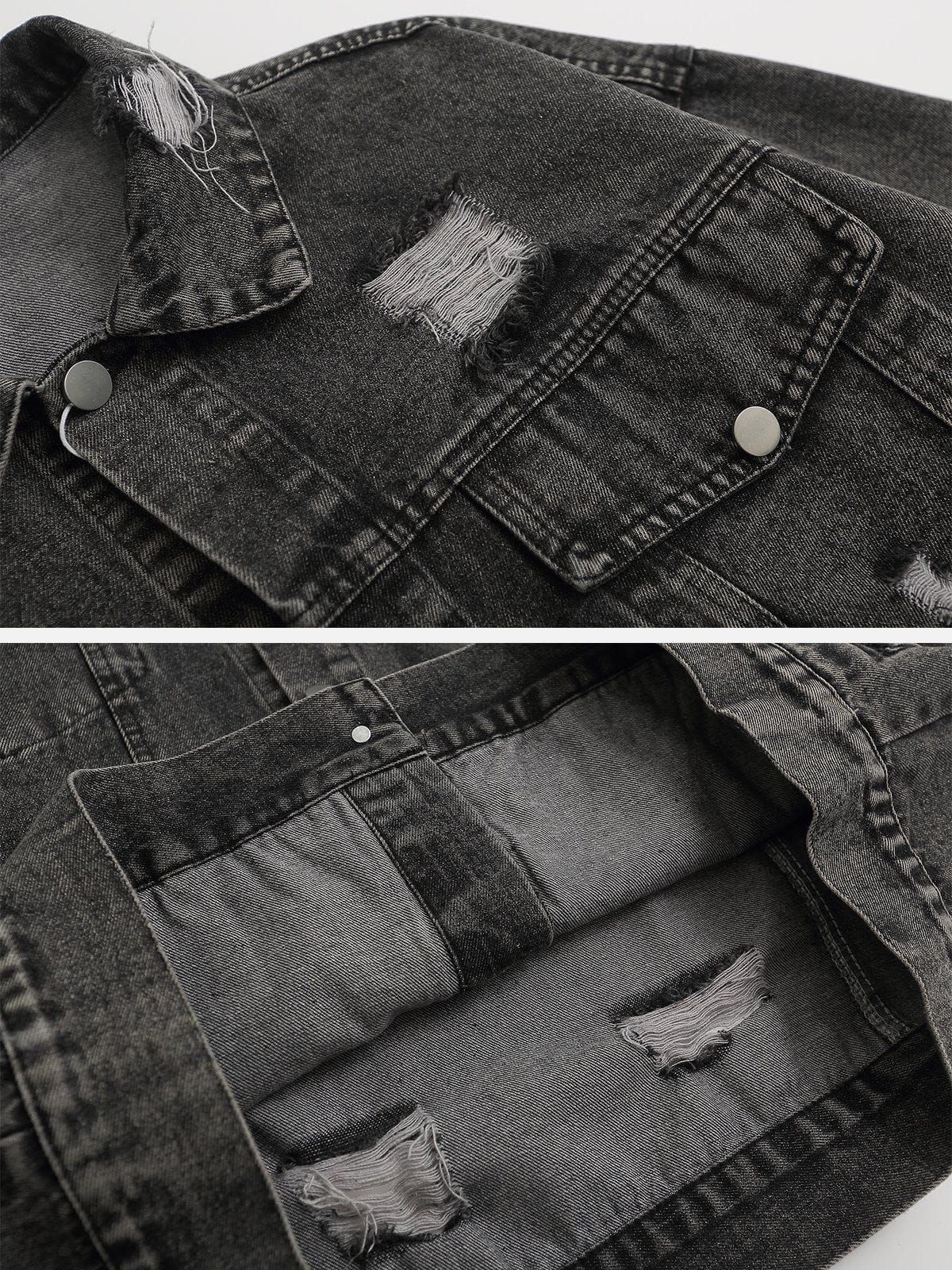 Washed Distressed Denim Jacket sold by Aelfric Eden product image thumbnail 5
