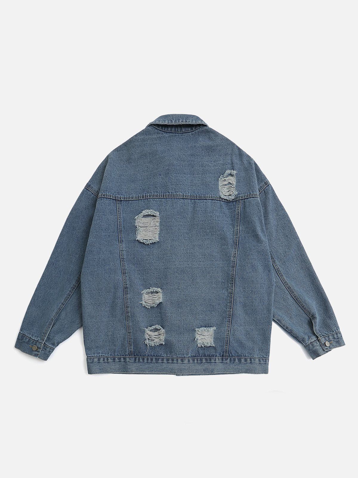 Washed Distressed Denim Jacket sold by Aelfric Eden product image thumbnail 4