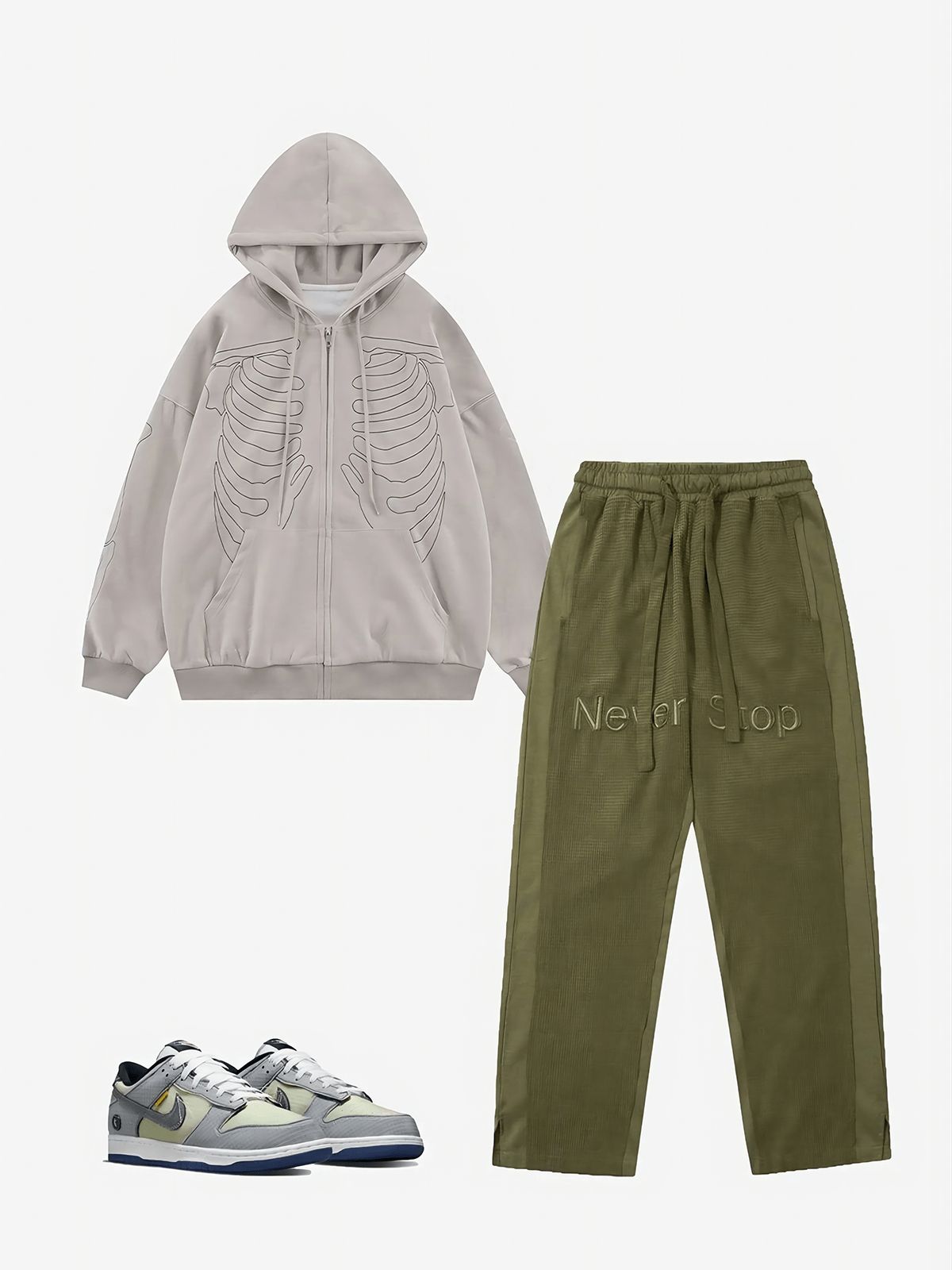 Aelfric Eden Embroidery Skeleton Zip Up Hoodie sold by Aelfric Eden product image thumbnail 4