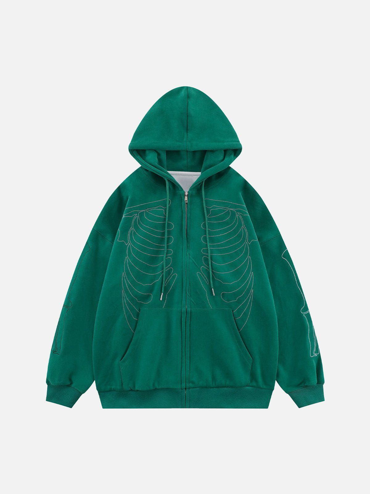 Aelfric Eden Embroidery Skeleton Zip Up Hoodie sold by Aelfric Eden product image thumbnail 5
