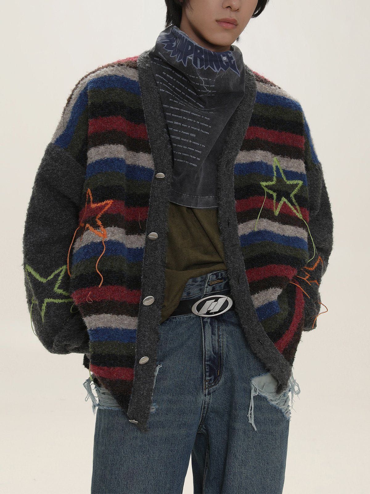 Aelfric Eden Vintage Stripe Patchwork Star Cardigan sold by Aelfric Eden product image thumbnail 2