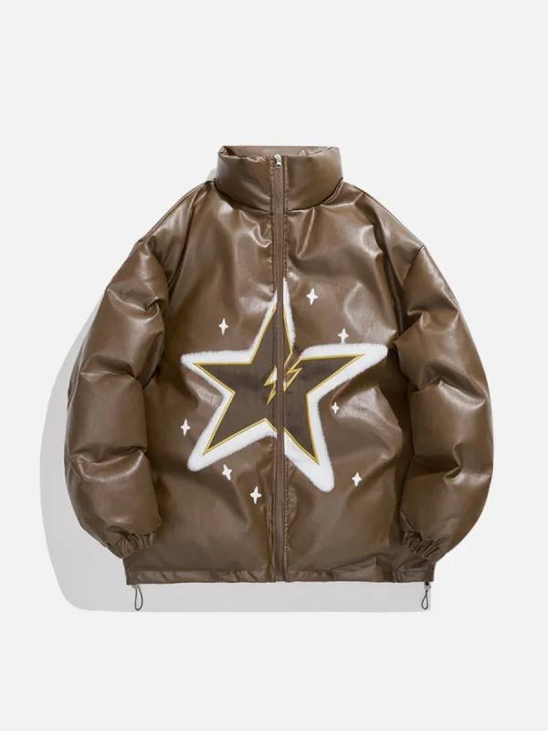 Aelfric Eden Applique Embroidery Star Leather Coat sold by Aelfric Eden