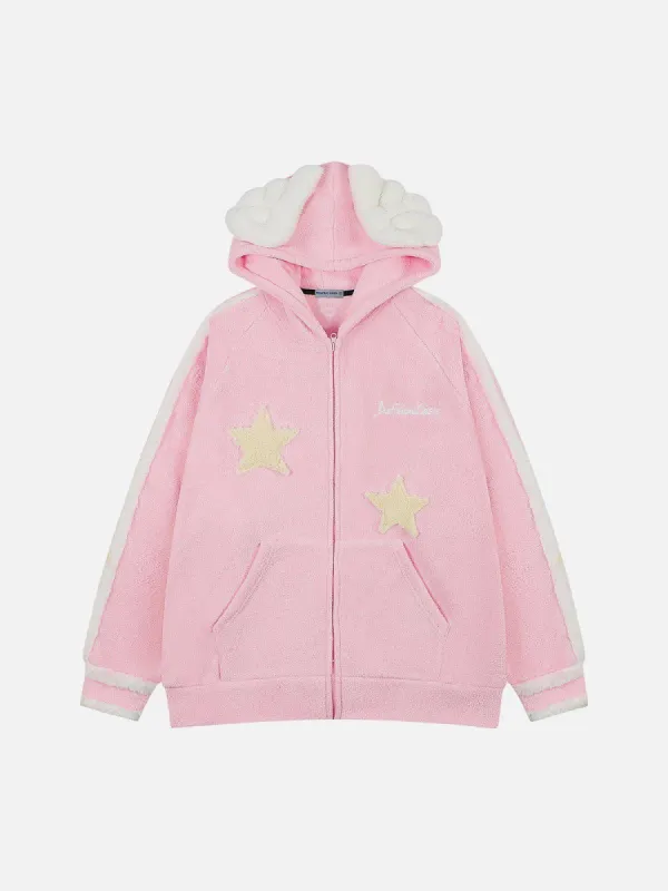Aelfric Eden Star Applique Plush Hoodie sold by Aelfric Eden