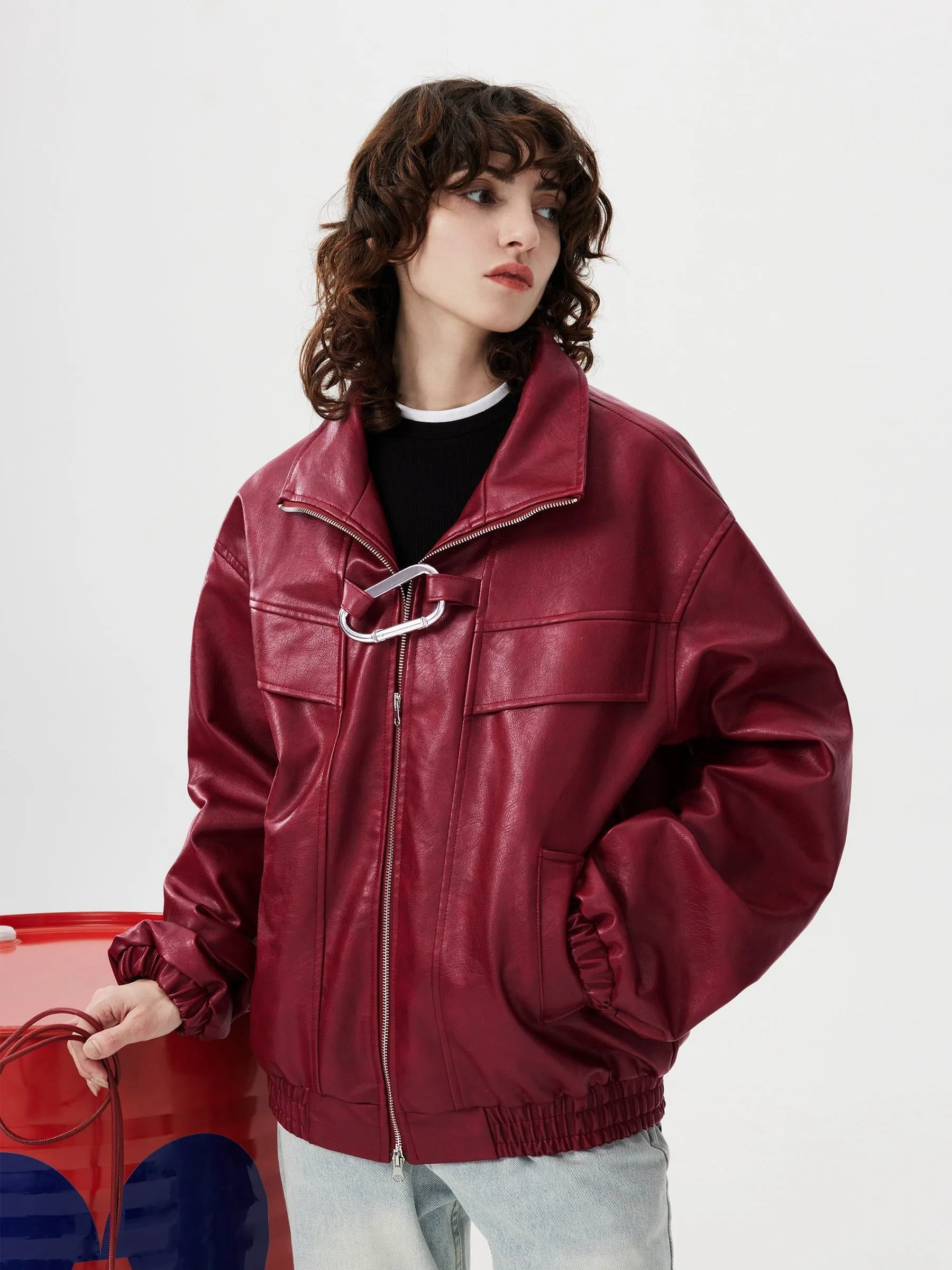 Aelfric Eden Metal Buckle Faux Leather Jacket sold by Aelfric Eden product image thumbnail 2