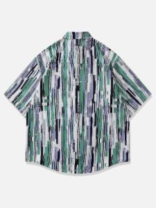 Aelfric Eden Contrast Geometric Stripe Short Sleeve Shirts sold by Aelfric Eden