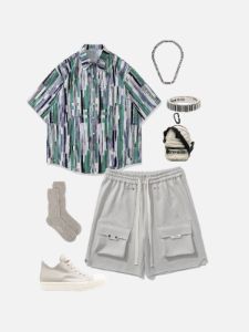 Aelfric Eden Contrast Geometric Stripe Short Sleeve Shirts sold by Aelfric Eden