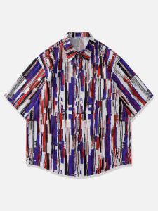Aelfric Eden Contrast Geometric Stripe Short Sleeve Shirts sold by Aelfric Eden