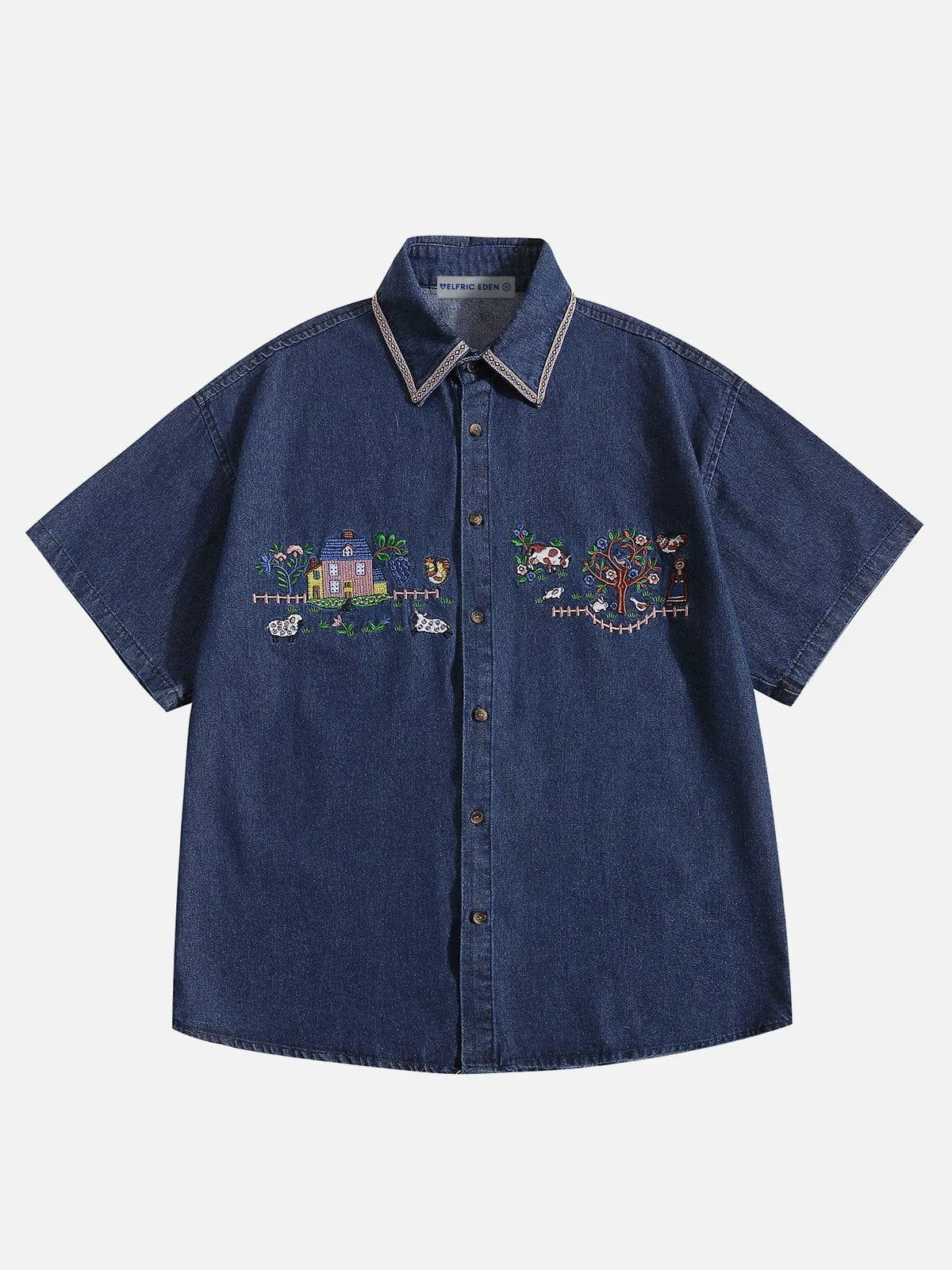 Aelfric Eden Embroidery Denim Short Sleeve Shirt sold by Aelfric Eden product image thumbnail 2
