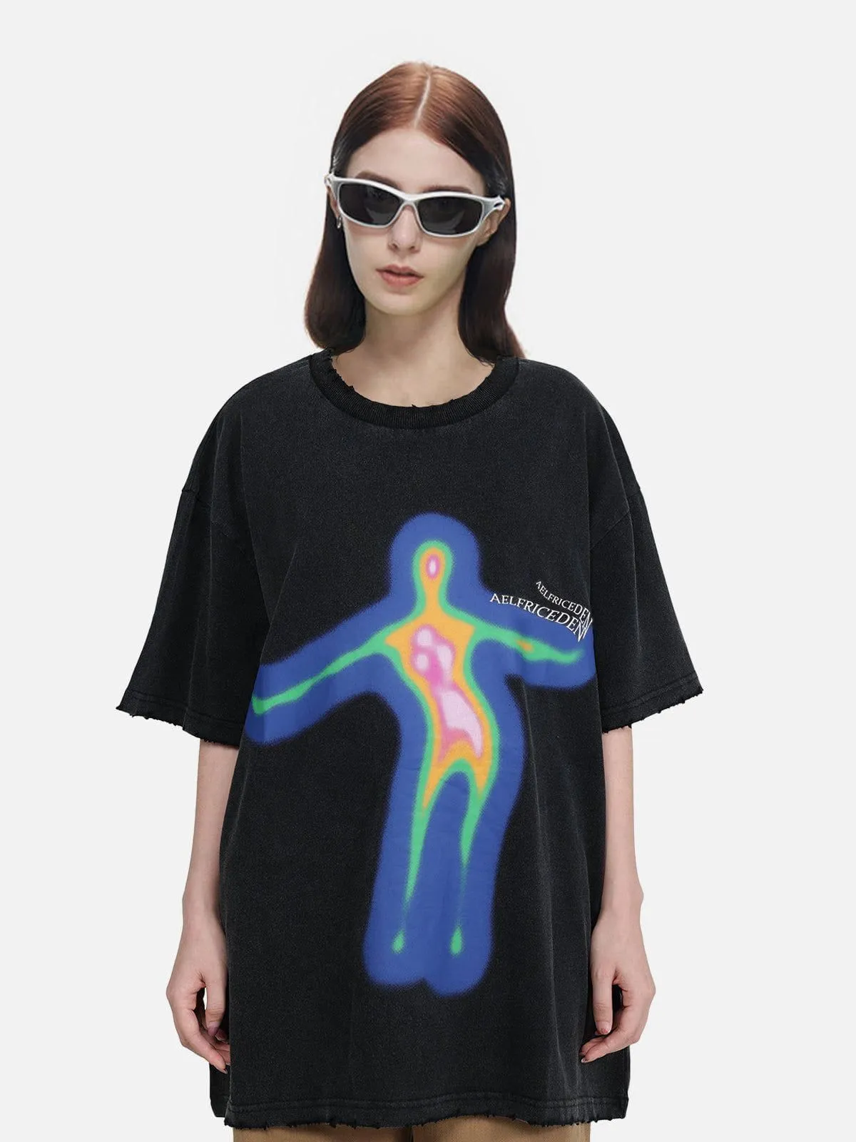Aelfric Eden Distorted Portrait Graphic Oversized Tee | Parallel