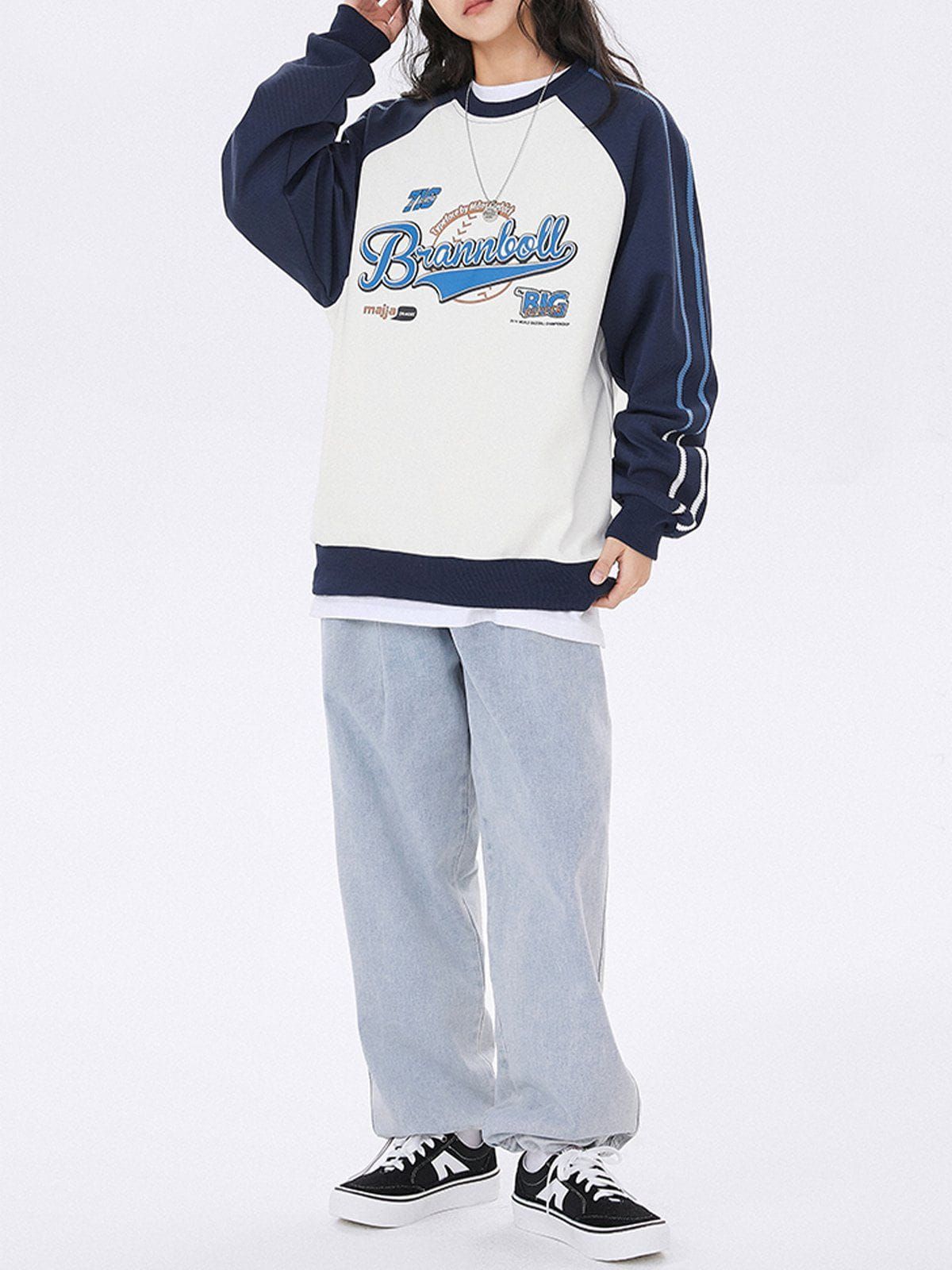 Aelfric Eden Letter Print Panel Side Stripe Sweatshirt sold by Aelfric Eden product image thumbnail 4