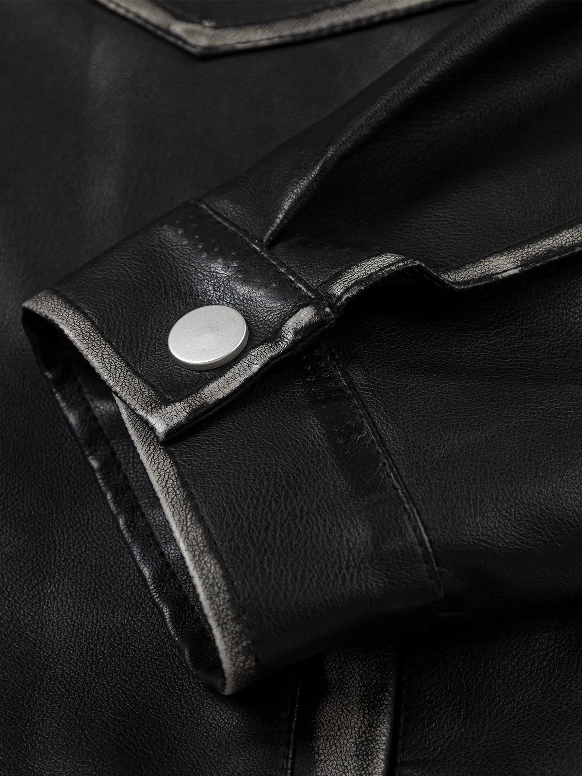 Aelfric Eden Multi Pocket Faux Leather Jacket sold by Aelfric Eden product image thumbnail 4