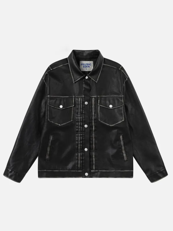 Aelfric Eden Multi Pocket Faux Leather Jacket sold by Aelfric Eden
